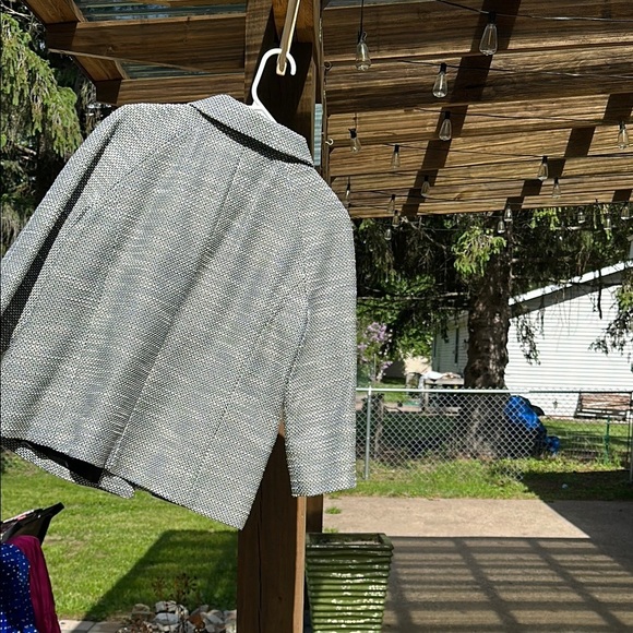 Christopher & Banks Missy Tweed Coat Jacket Grey& Black Women's Large Classy EUC - Picture 8 of 15